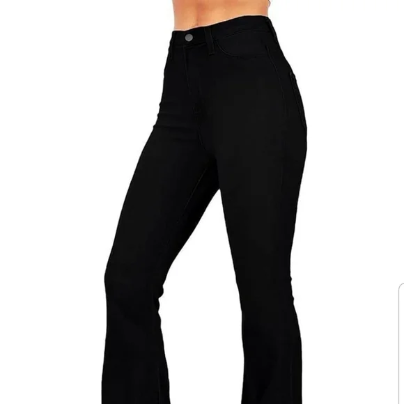 Fitted Bell Bottom Flare Jeans Y2K- Black - Picture 5 of 9